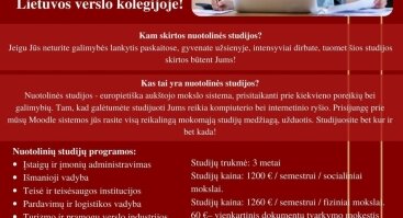 Nuotolinės studijos Lietuvos verslo kolegijoje nuo 2023 m. vasario