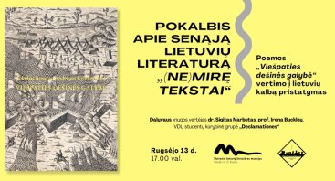 Pokalbis apie senąją lietuvių literatūrą „(Ne)mirę tekstai“