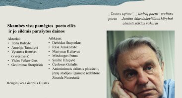 Justino Marcinkevičiaus kūrybos vakaras „Ašara Dievo aky“