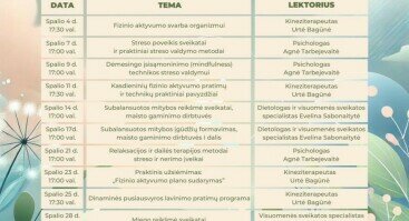 Renginių ciklas: Kūno ir sielos stiprinimas paliestiems onkologinės ligos, bei jų artimiesiems