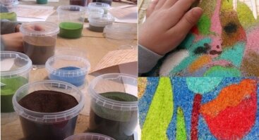 Tapyba spalvotu smėliu - šventinė mandala (Vaikai+Tėvai)