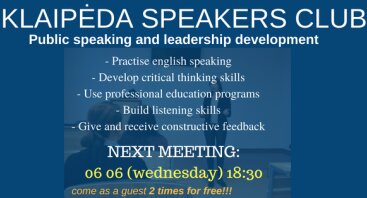  „Improve your Communication and Leadership skills“-  “Klaipeda speakers club" evening