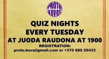 QUIZ NIGHTS at Juoda Raudona on Tuesdays